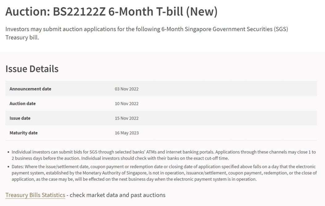 Latest Singapore TBills (Est. Yield 4.2 4.3) available to buy