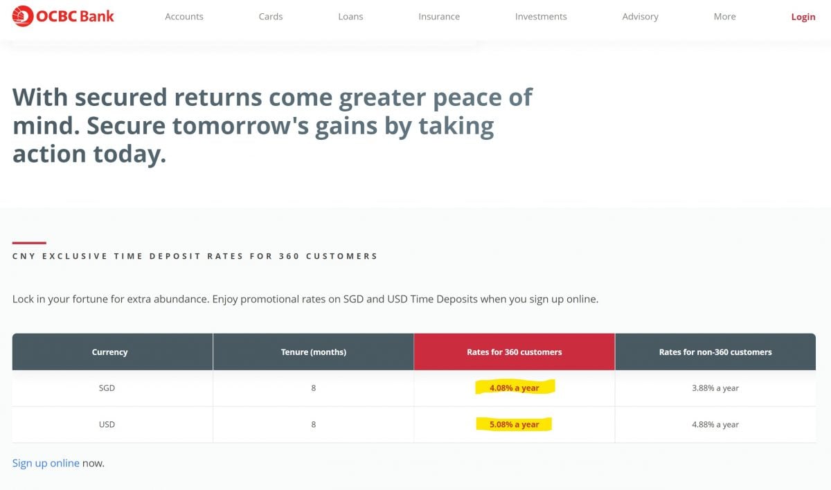 fixed deposit rate ocbc